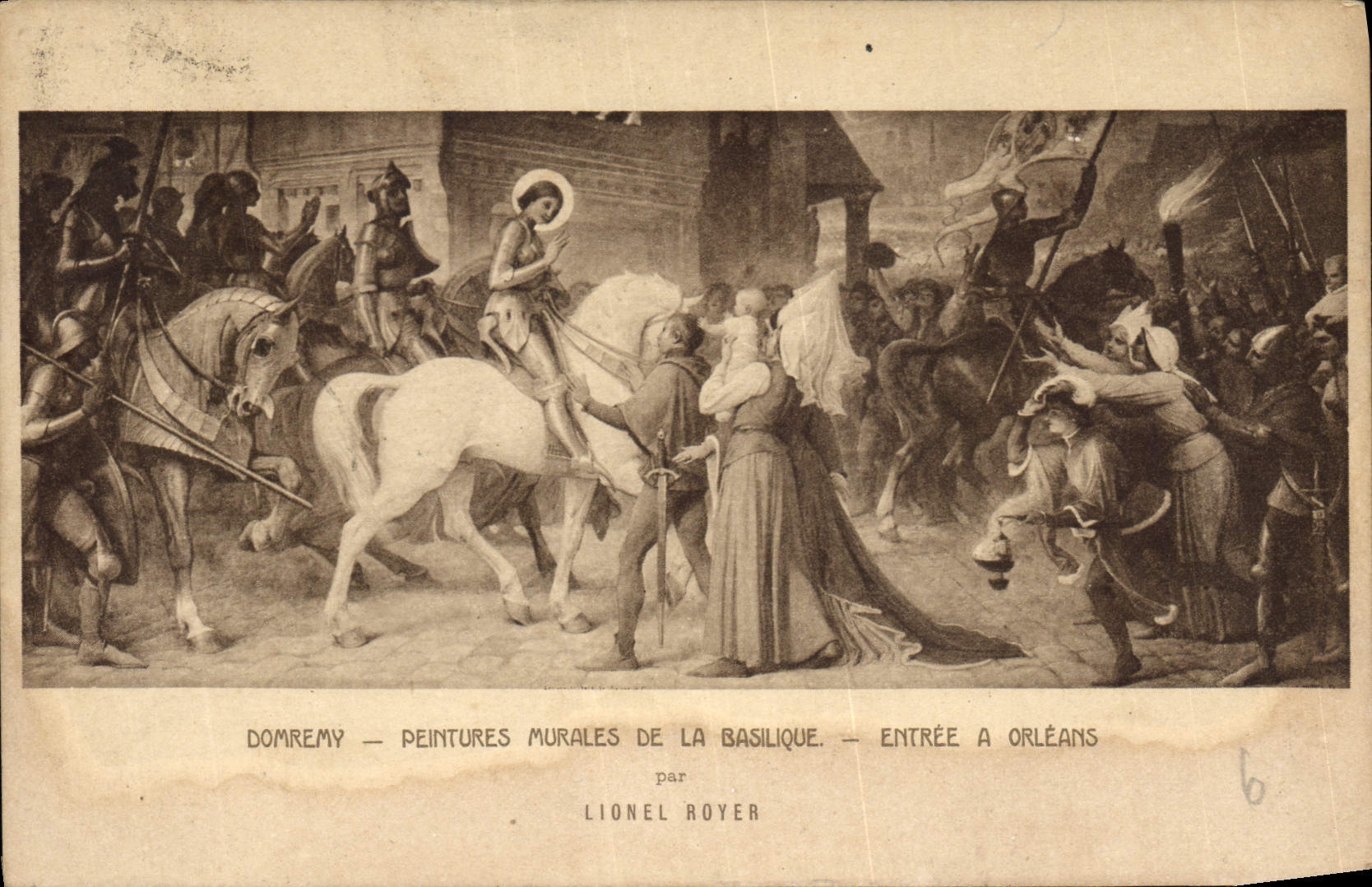 CPA Domremy Peintures Murales de la Basilique entree a Orleans