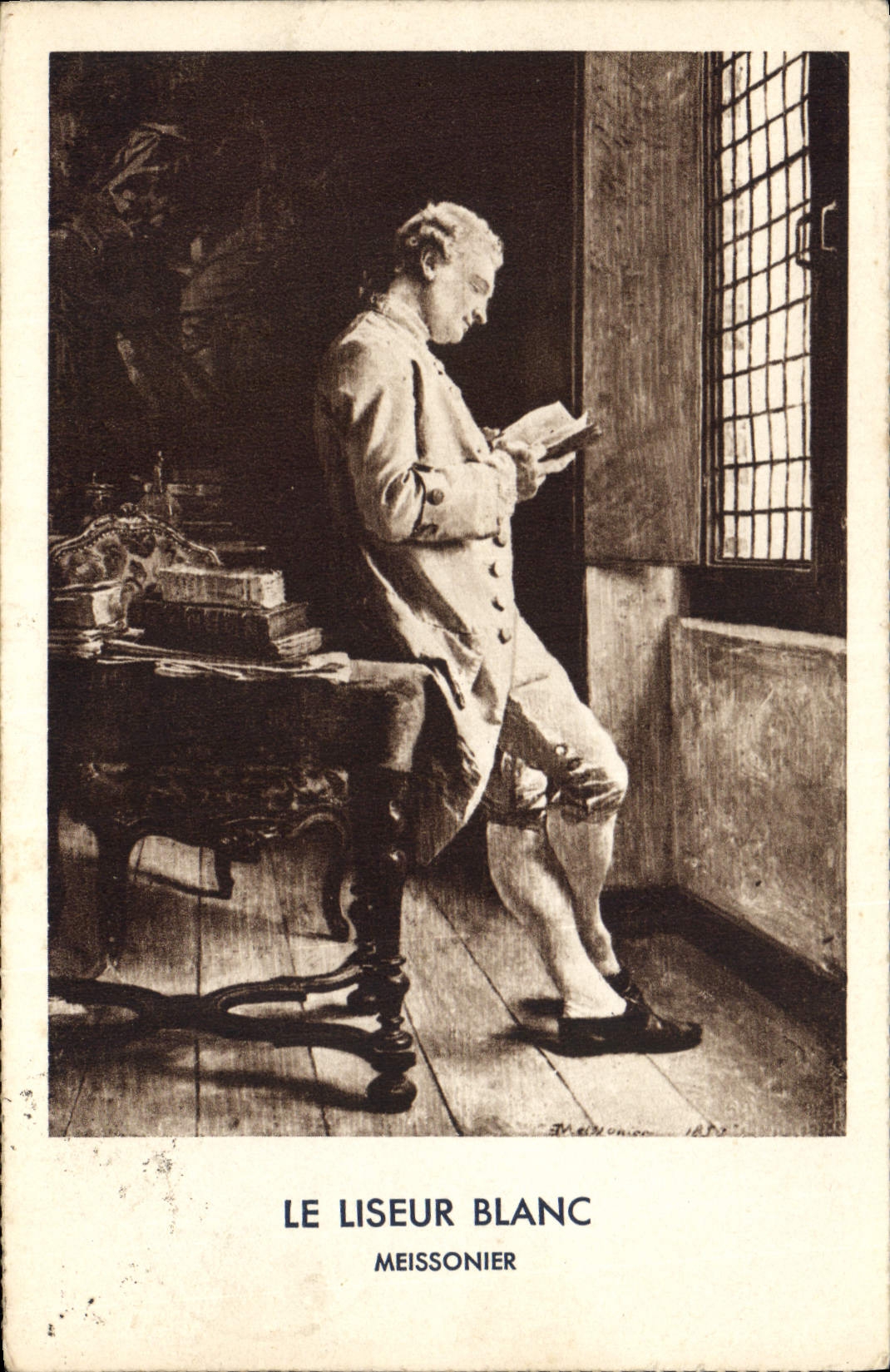 CPA Le Liseur Blanc Meissonier 