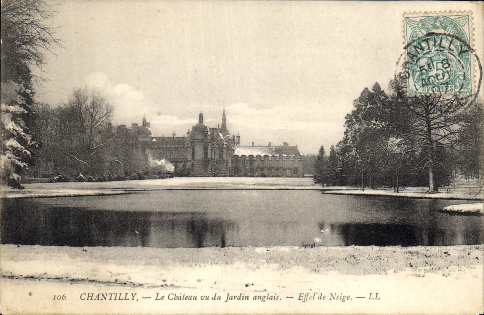 CPA Chantilly Le Chateau vu du anglais Effet de Neige