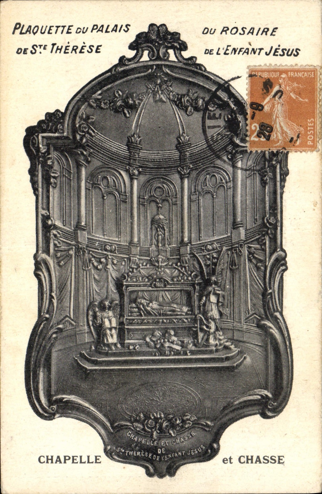 CPA Plaquette du Palais de Ste Therese du Rosaire de l'Enfant Jesus Chapelle et Chasse 
