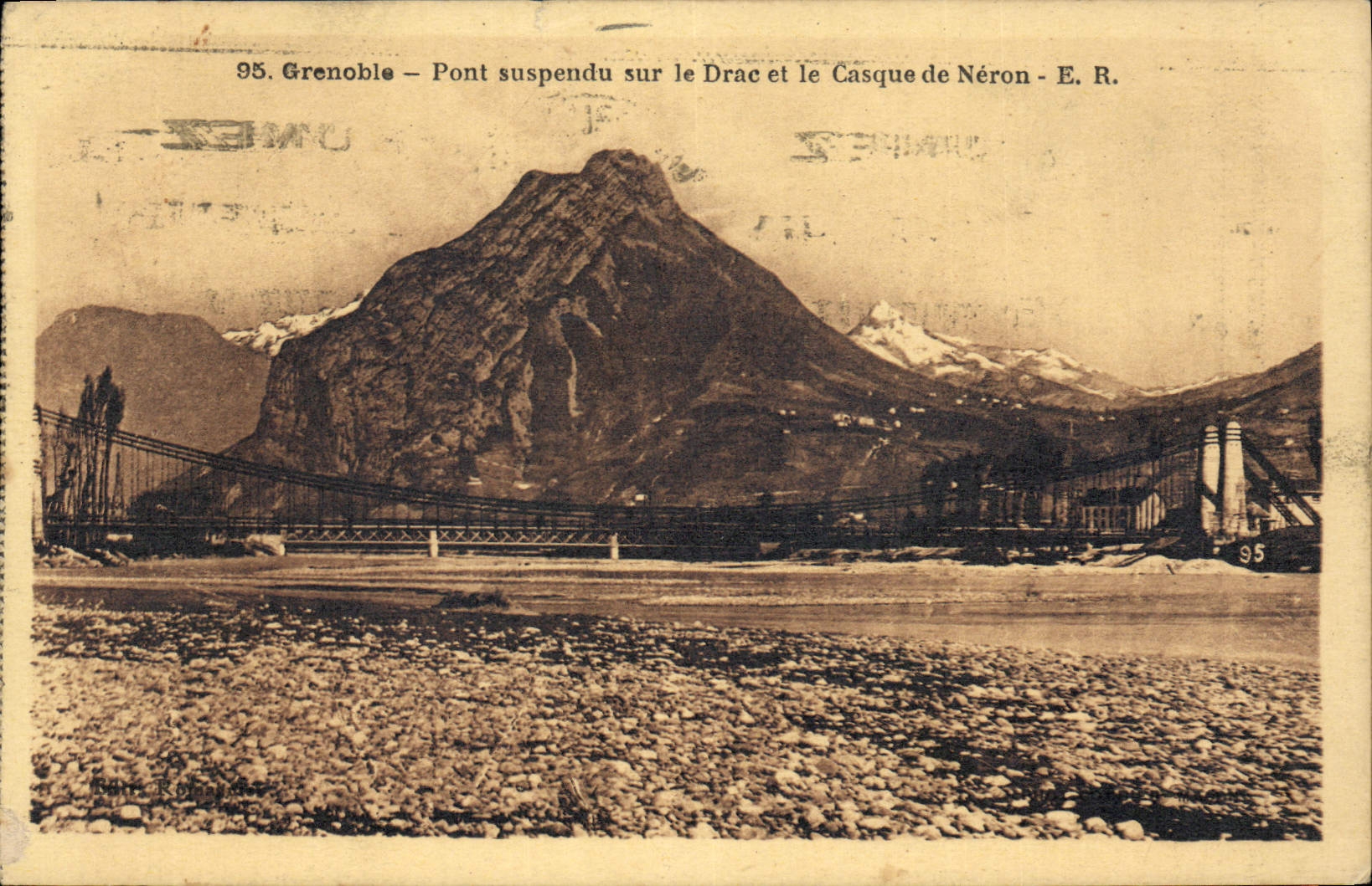 CPA Grenoble Pont suspendu sur le Drac et le Casque de Neron 