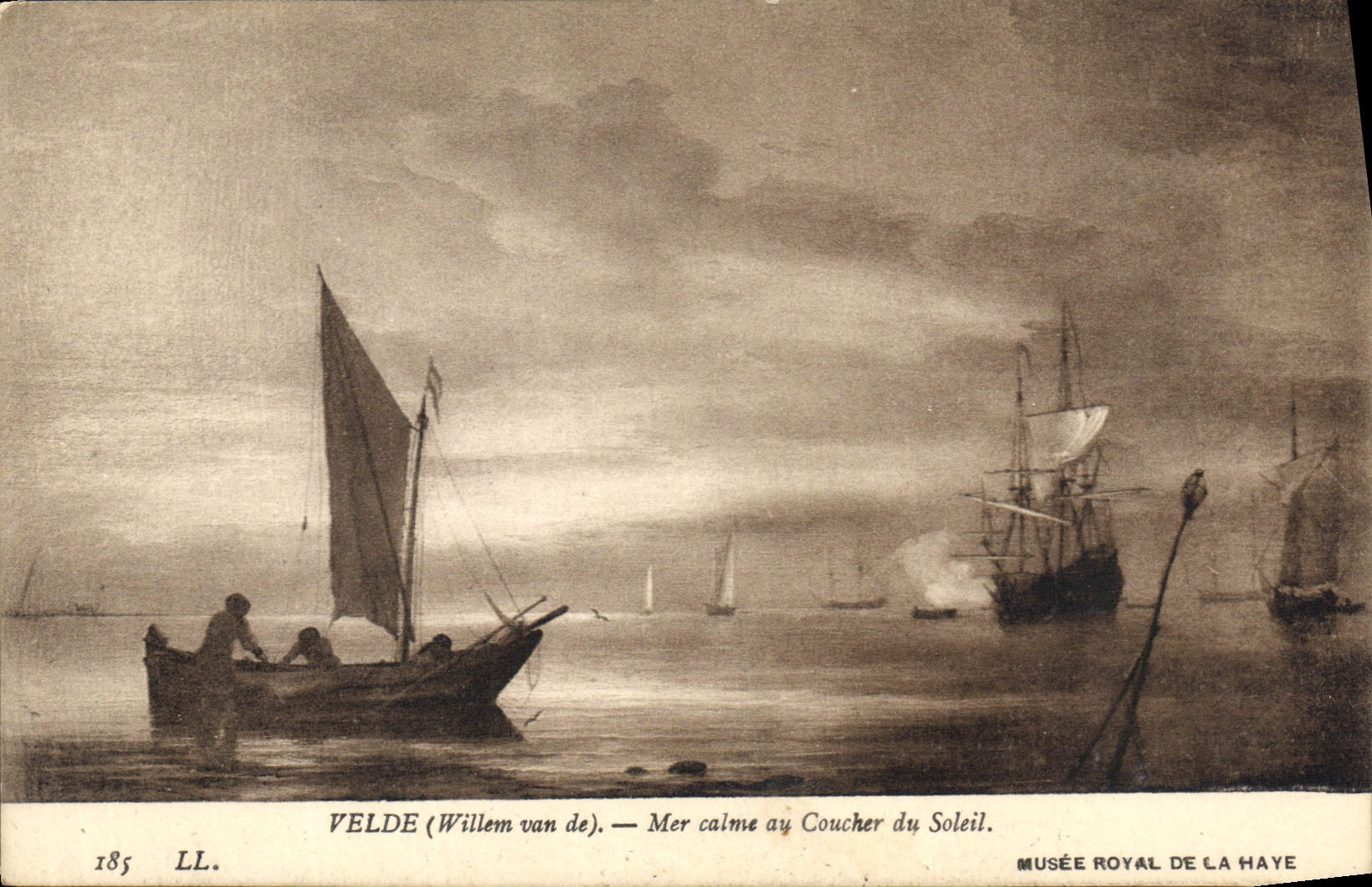 CPA Velde Willem van de Mer calme ay Coucher du Soleil