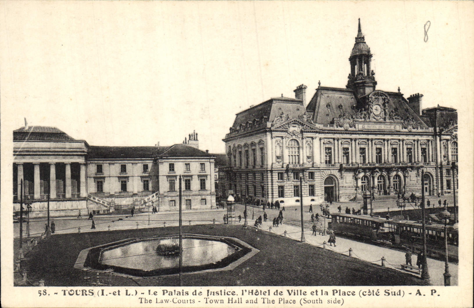 CPA Tours I et L le Palais de Justice l'Hotel de Ville et la Place cote Sud