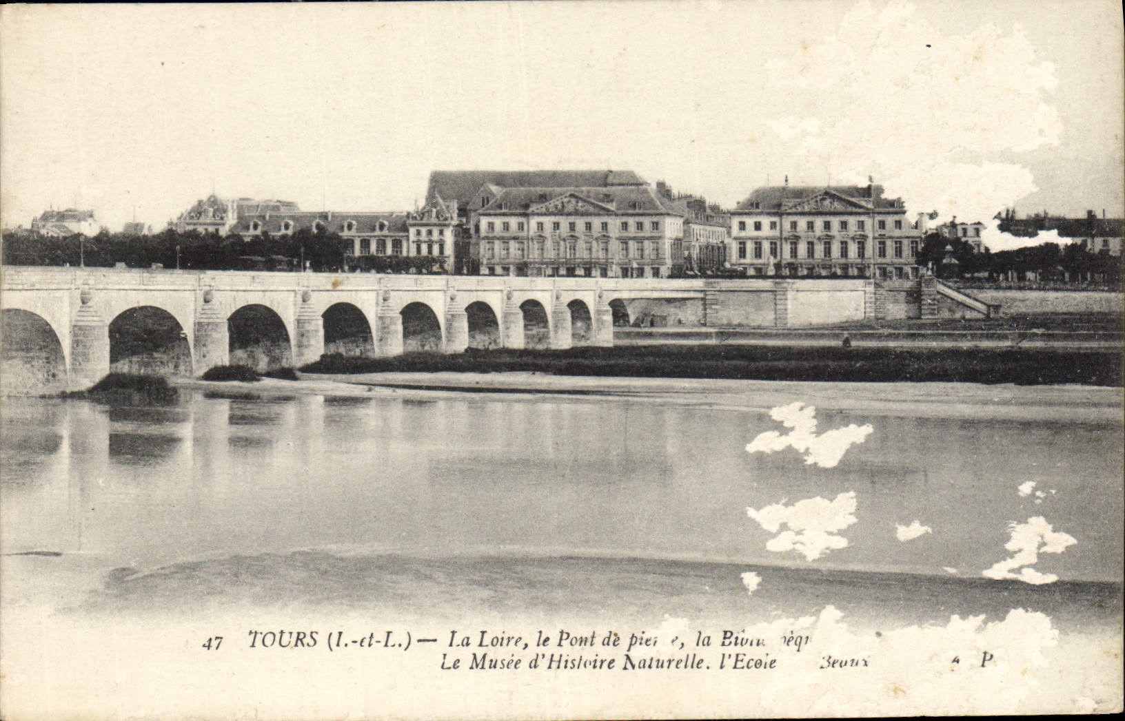 CPA Tours I et L la Loire le Pont le Musee d'Histoire Naturelle l'Ecole