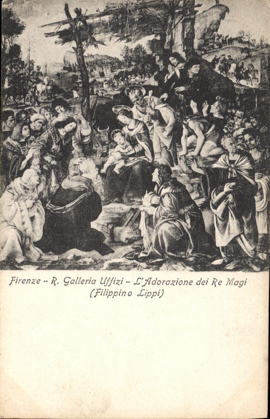 CPA Firenze R Galleria Uffizi l'Adorazione dei Re Magi Lifippino Lippi 