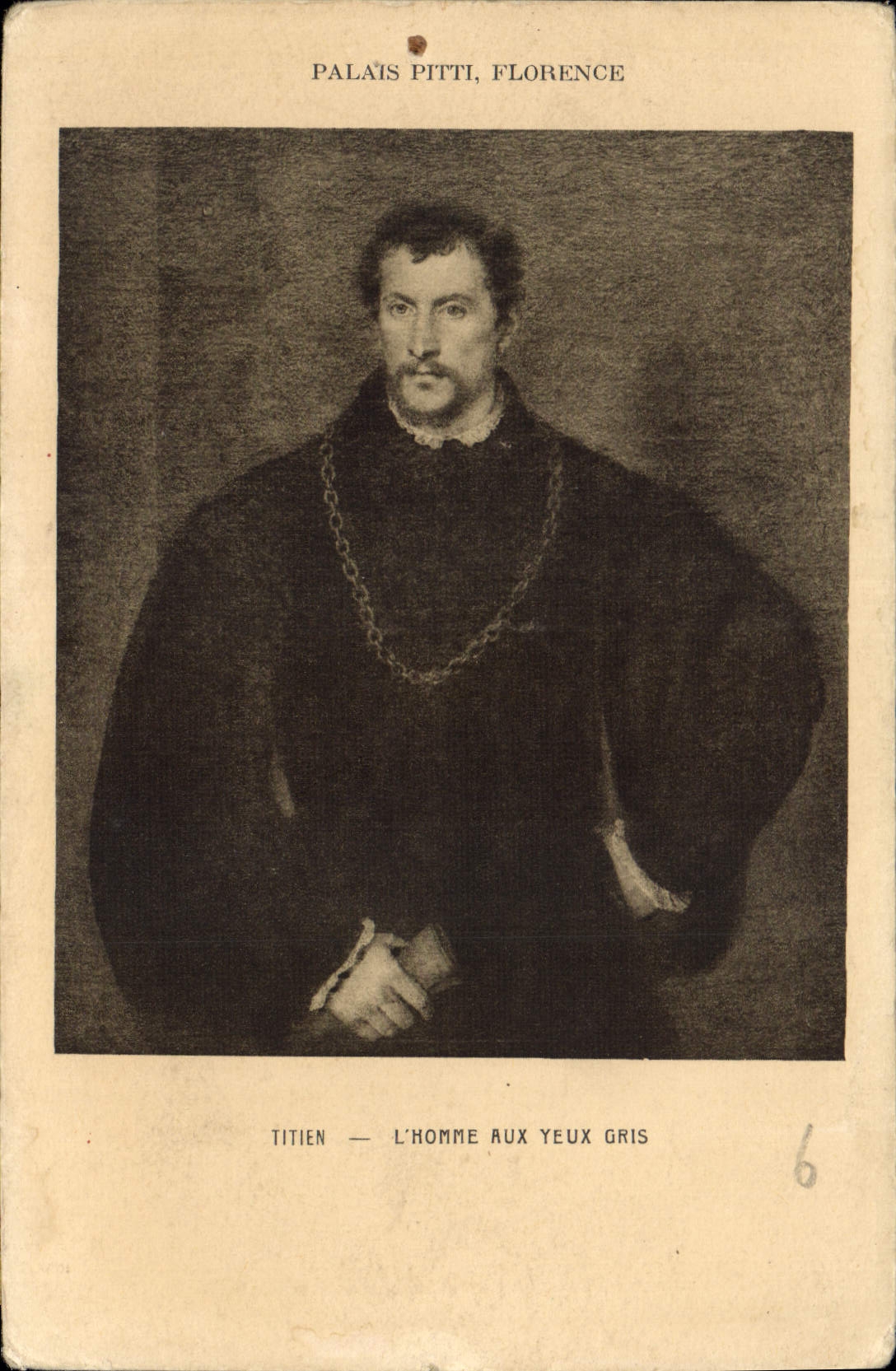 CPA Palais Pitti Florence Titien l'Homme aux yeux gris