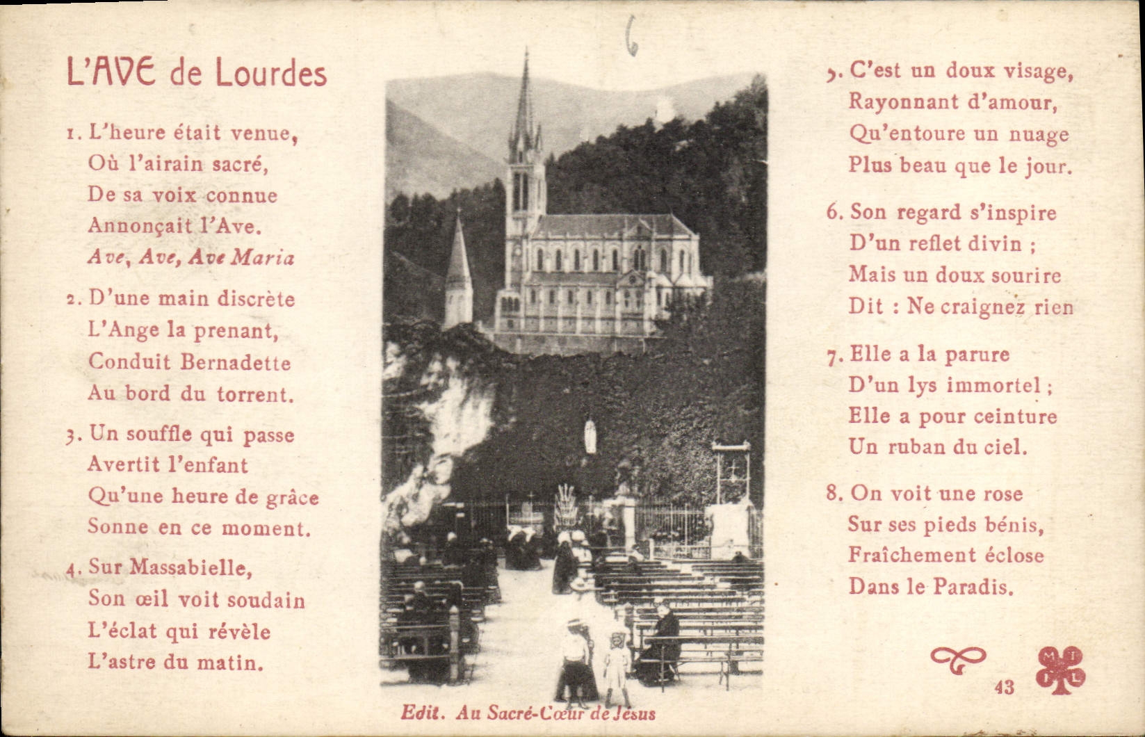 CPA L'Ave de Lourdes edit au Sacre Coeur de Jesus 