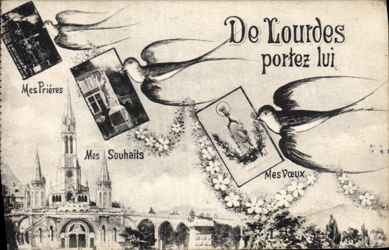 CPA De Lourdes Portez lui mes prieres mes souhaits mes voeux 