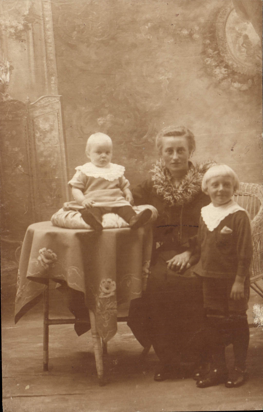 CARTE PHOTO Femme Enfants Bebe