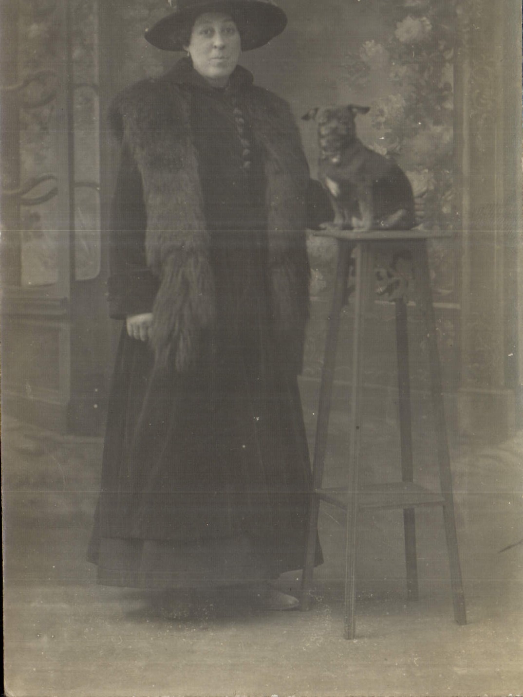 CARTE PHOTO Femme Chien