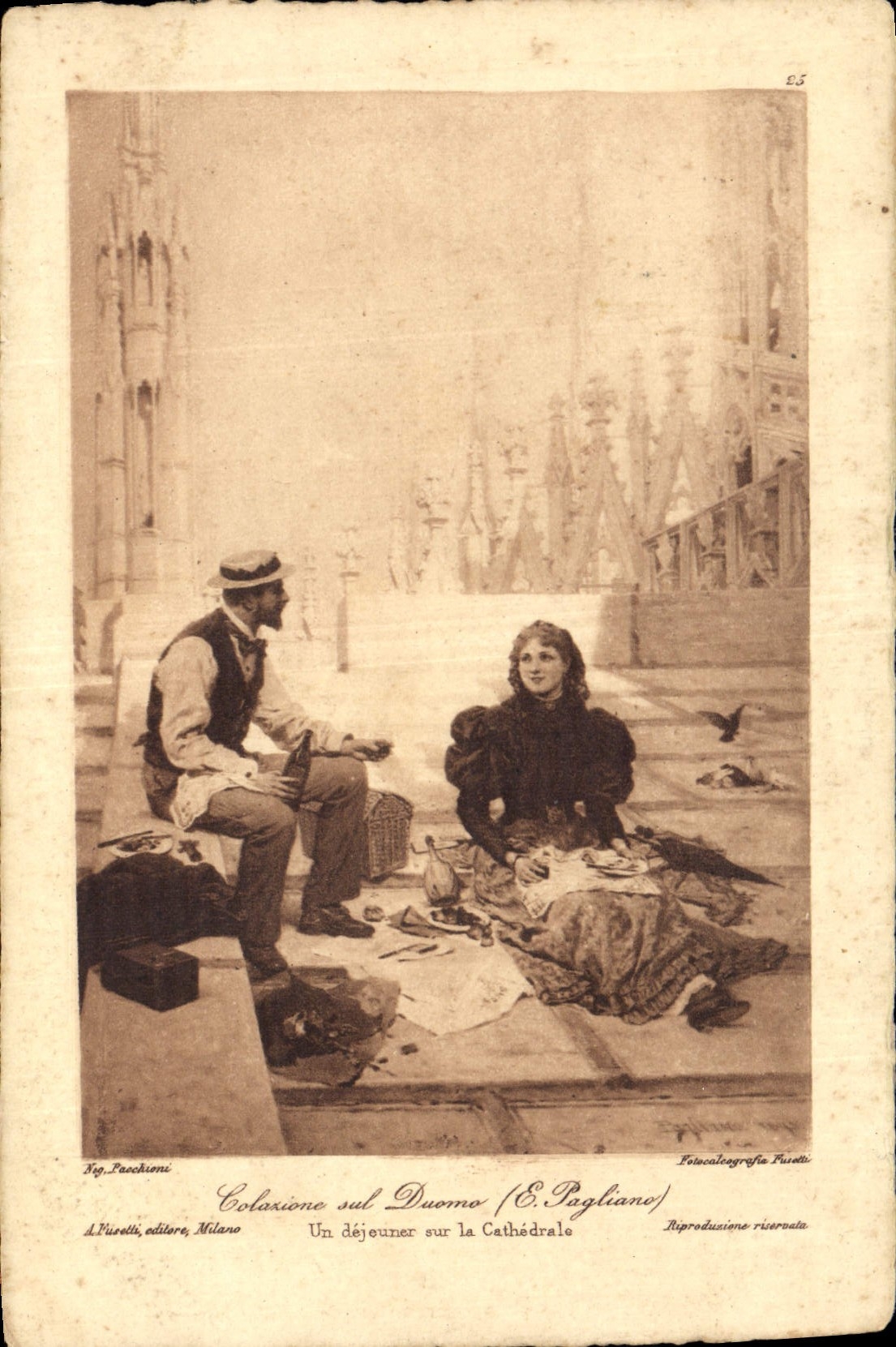 CPA Un dejeuner sur la cathedrale