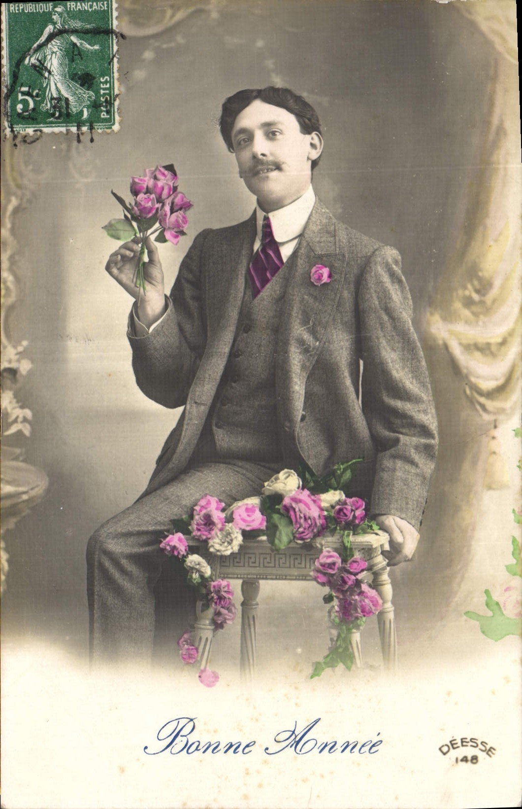 CPA Bonne Annee Homme