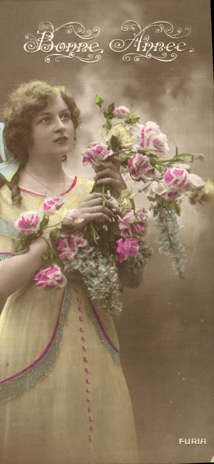 CPA Bonne Annee Femme