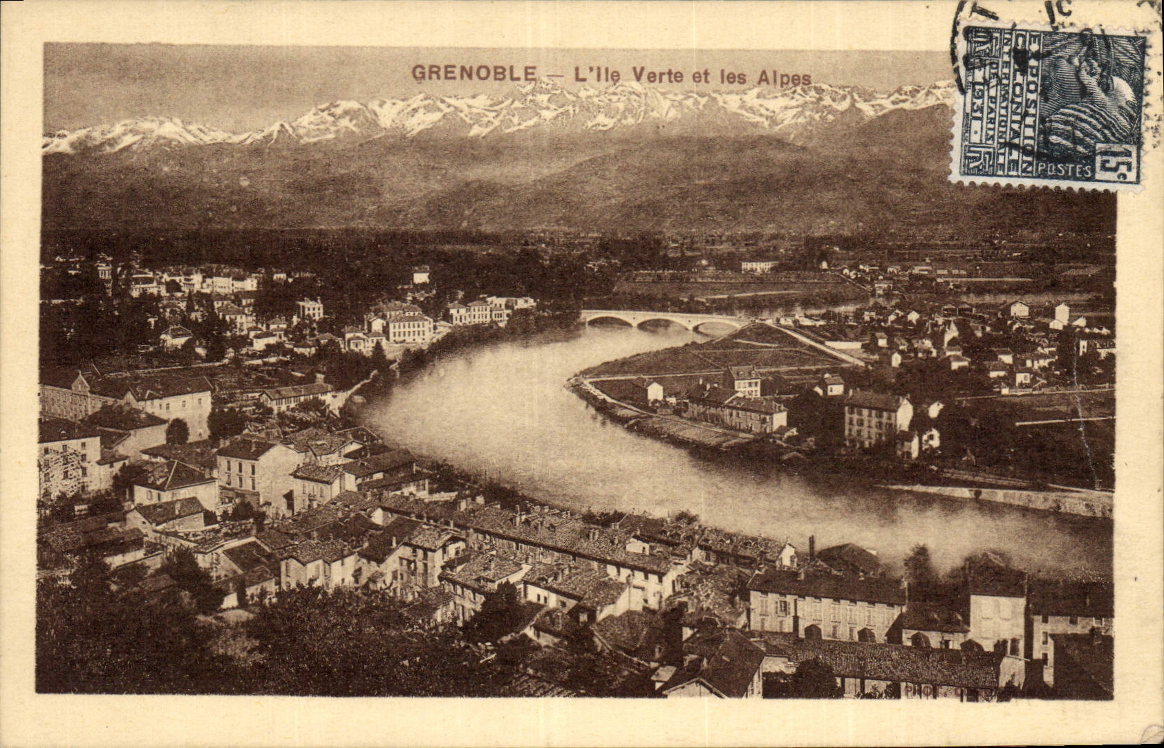 CPA Grenoble L'Ile Verte et les Alpes 