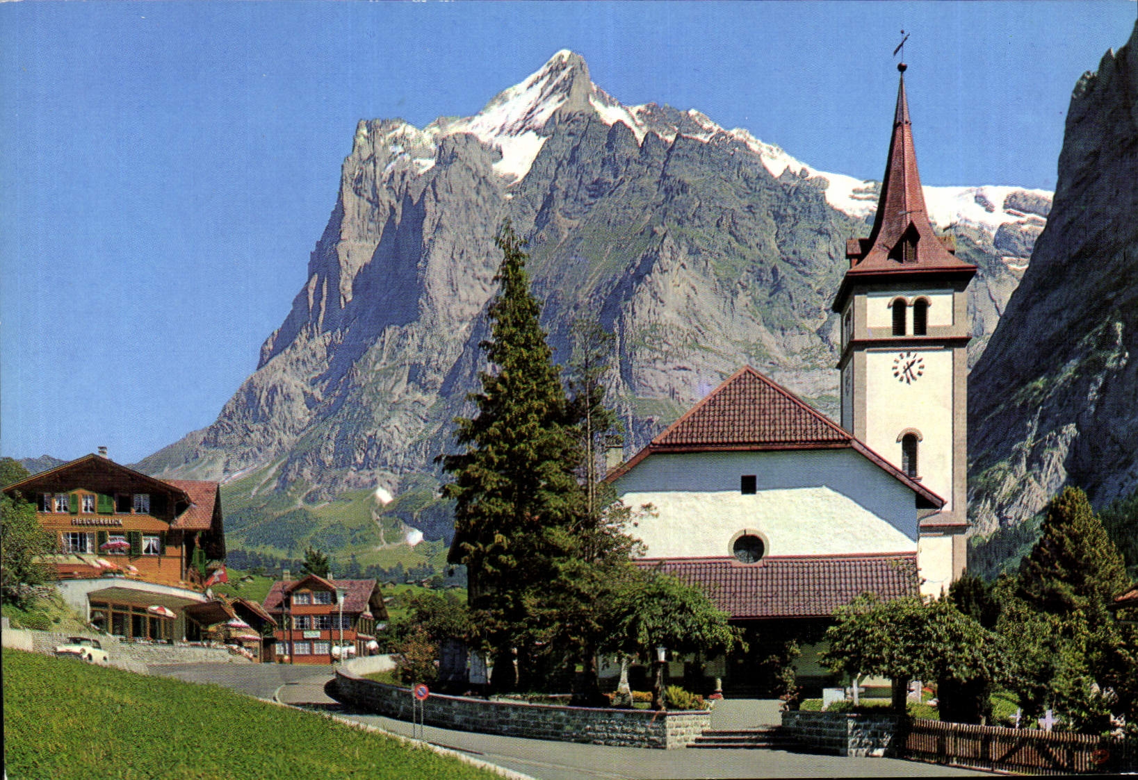 CPA Grindelwald Kirche mit Wetterhorn 