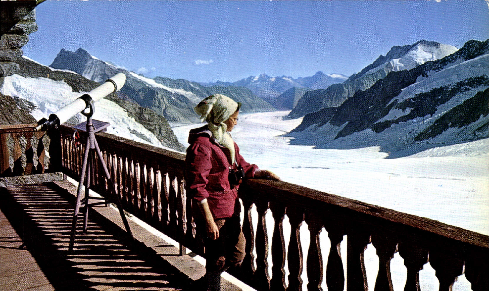 CPA Jungfraujoch Blick vom Berghaus auf Aletschgletscher und Konkordiaplatz Gabelhorn Kamm Cherbadun