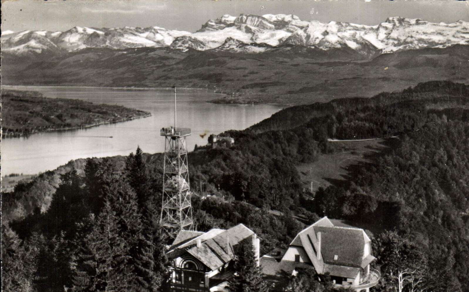 CPM Uetliberg Berghaus Uto Kulm Blick auf Zurichsee u. Glarreralpen