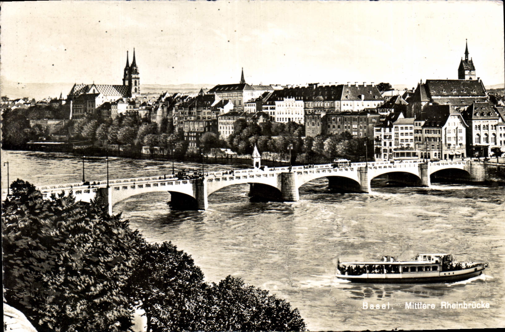 CPA Bale Pont du Milieu Bateau