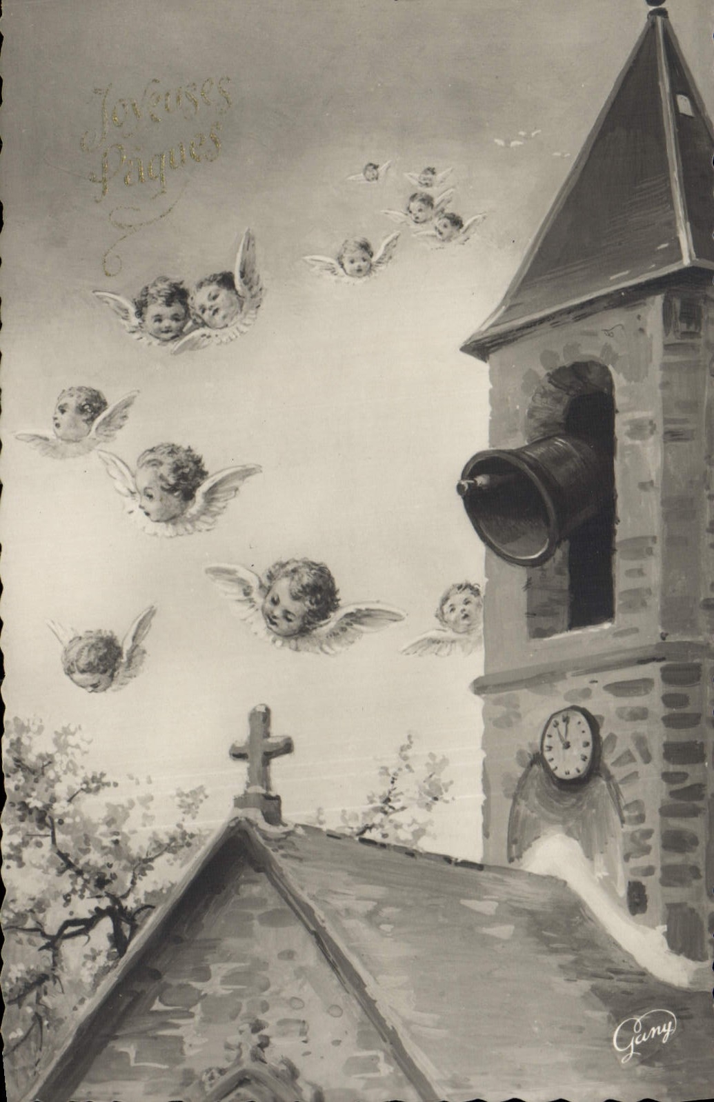 CPA Joyeuses Paques Anges