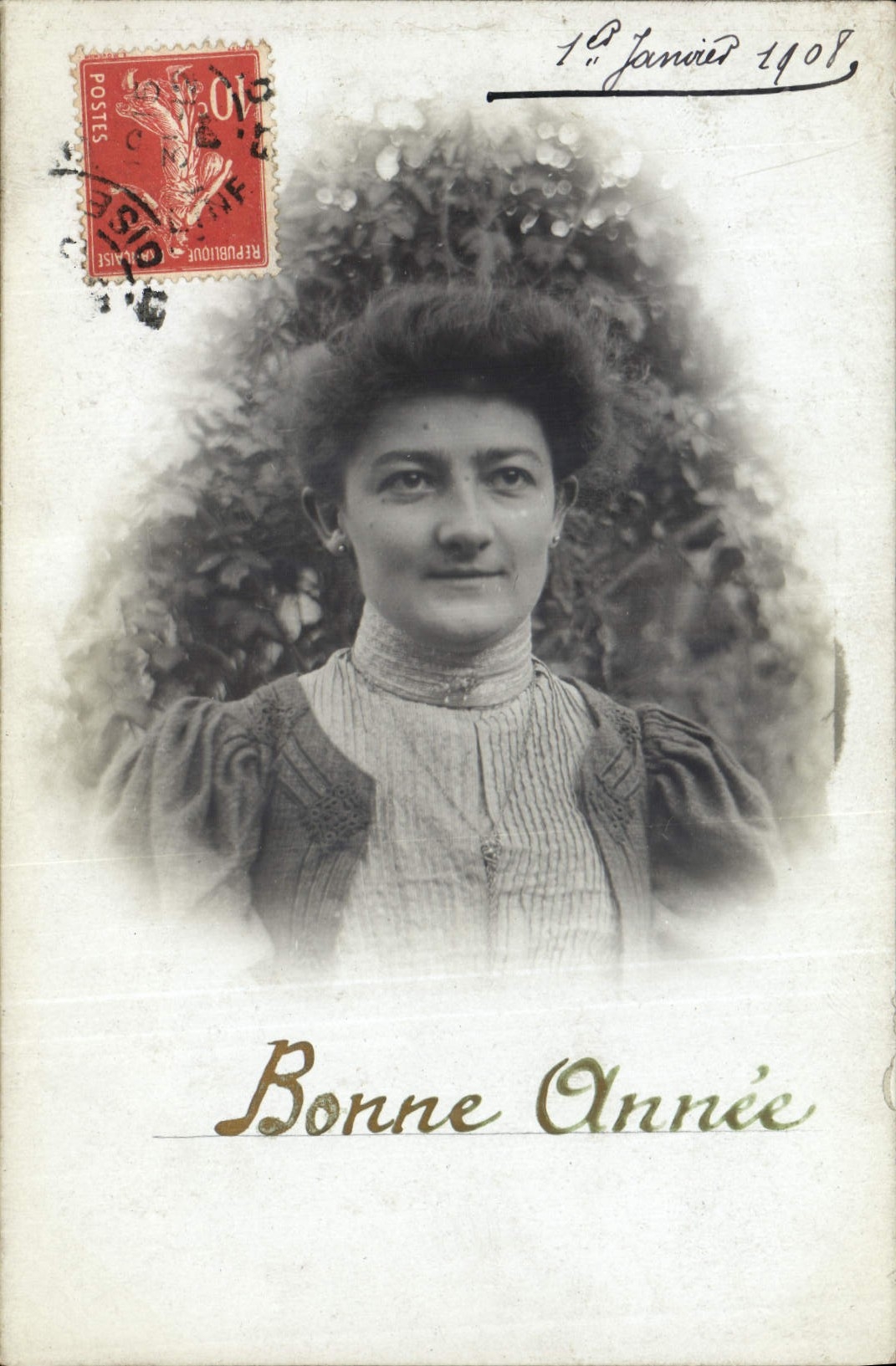 CPA Bonne Annee Femme