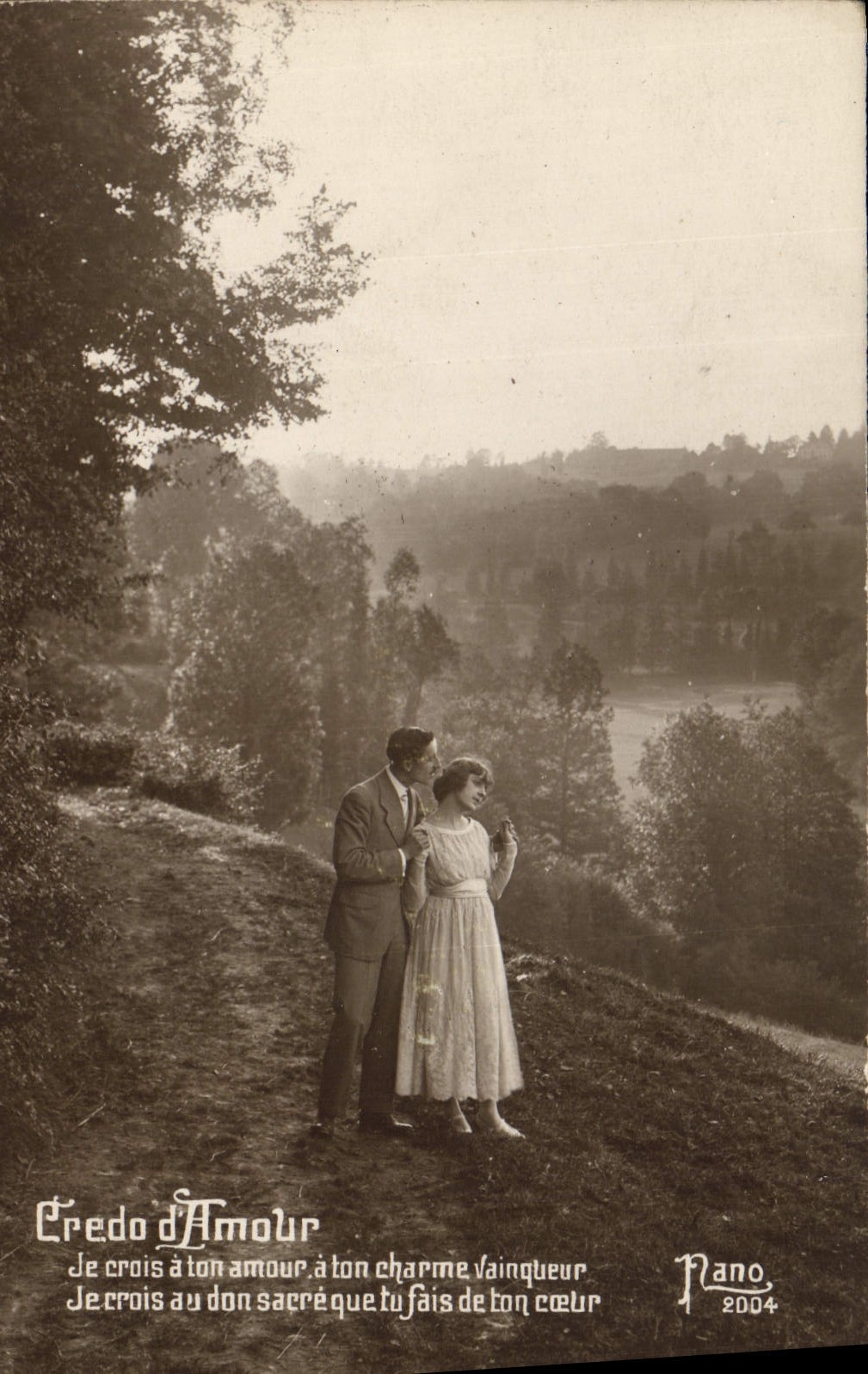 CPA Credo d Amour Je crois a ton amour a ton charme vainquer Femme