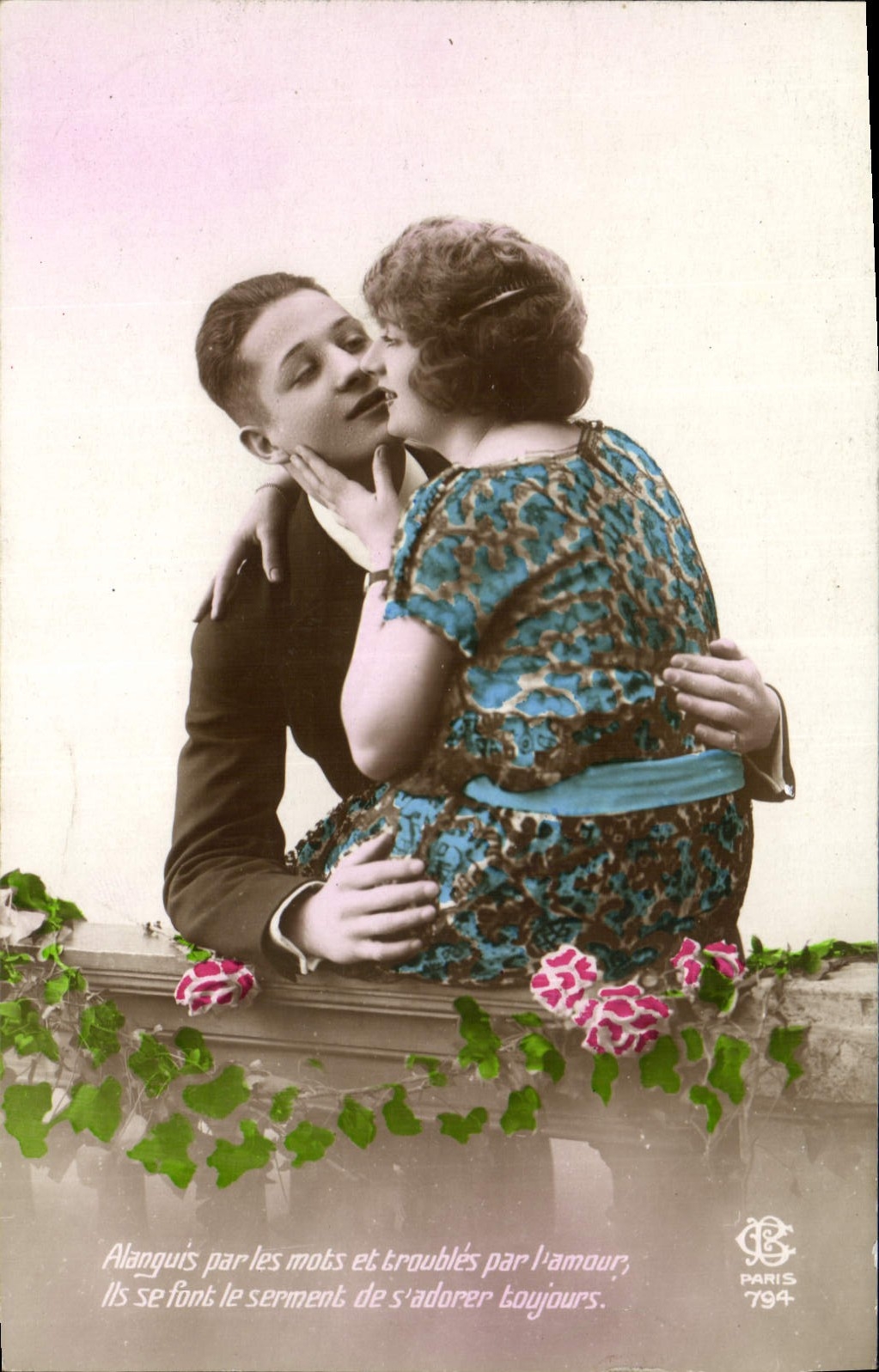 CPA Alanguis par les mots et troubles par l'amour Femme