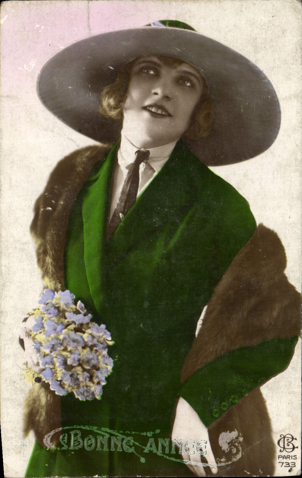 CPA Bonne Annee Femme