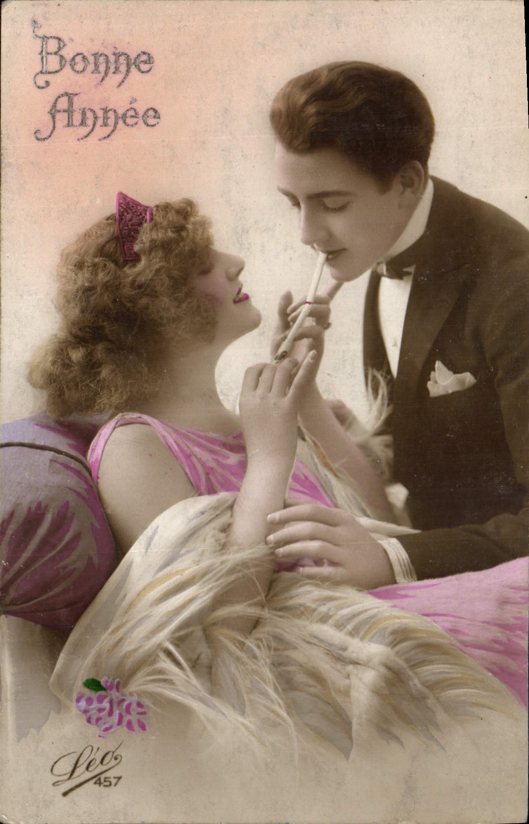 CPA Bonne Annee Femme