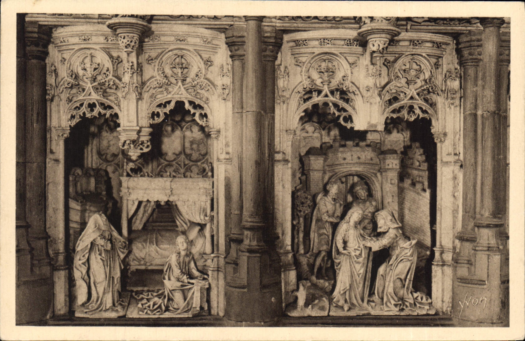 CPA Figures de la Chapelle de la Vierge L'Annonciation et la Visitation