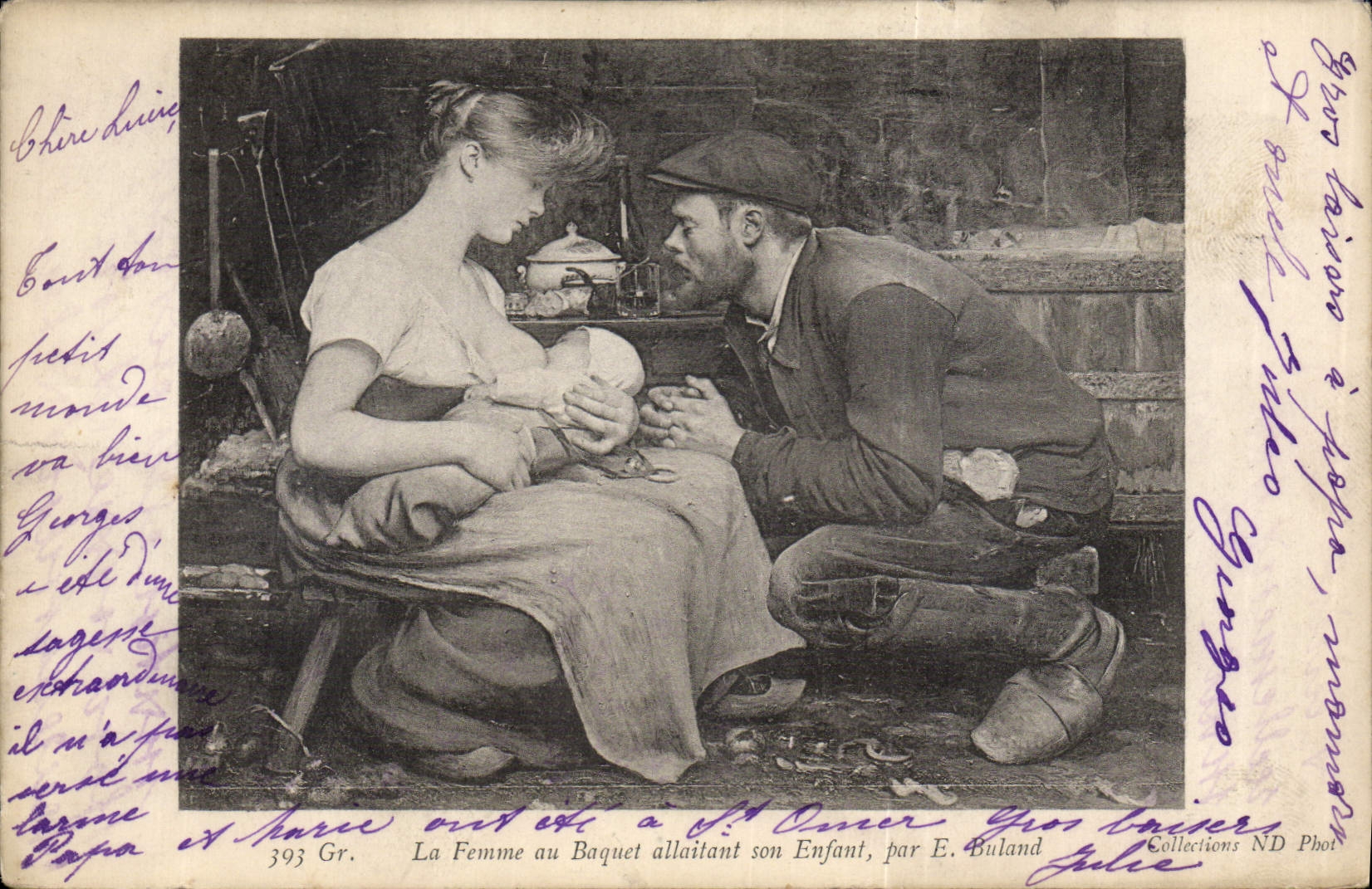 CPA La Femme au Baquel allaitant son Enfant 