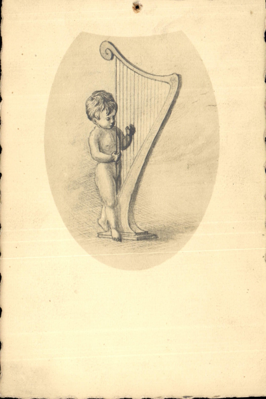 CPA Enfant Harpe