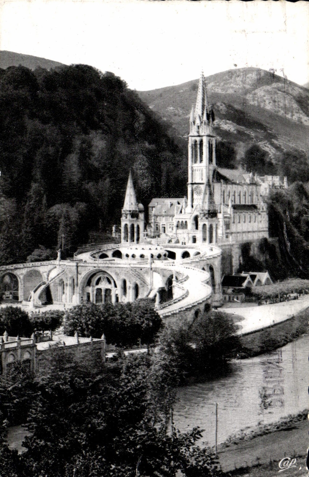CPA Lourdes La Basilique et le Gave 