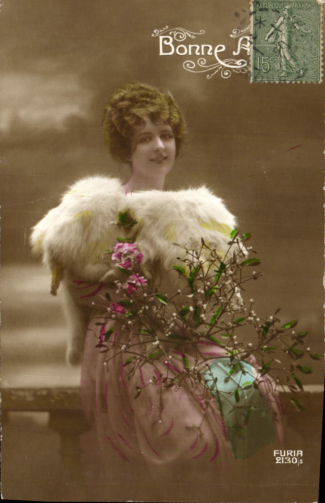 CPA Bonne Annee Femme