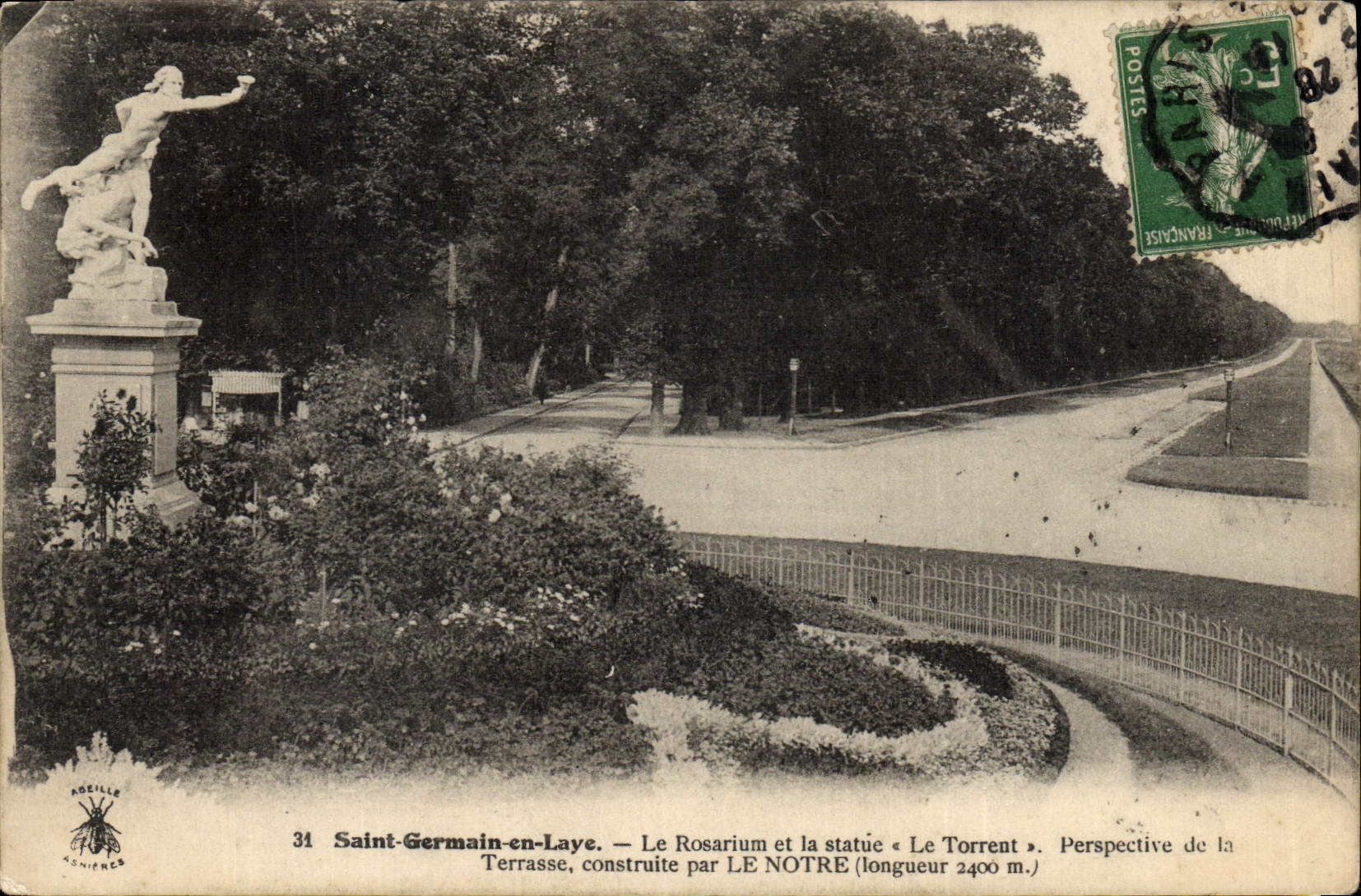 CPA Saint Germain en Laye Le Rosarium et la statue 
