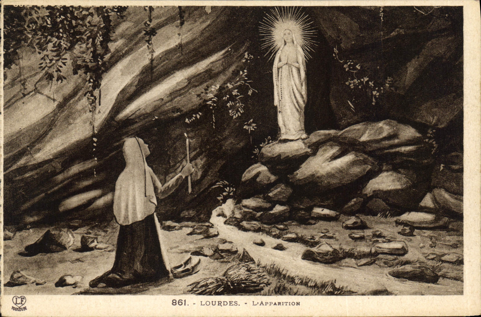 CPA Lourdes L'Apparition 