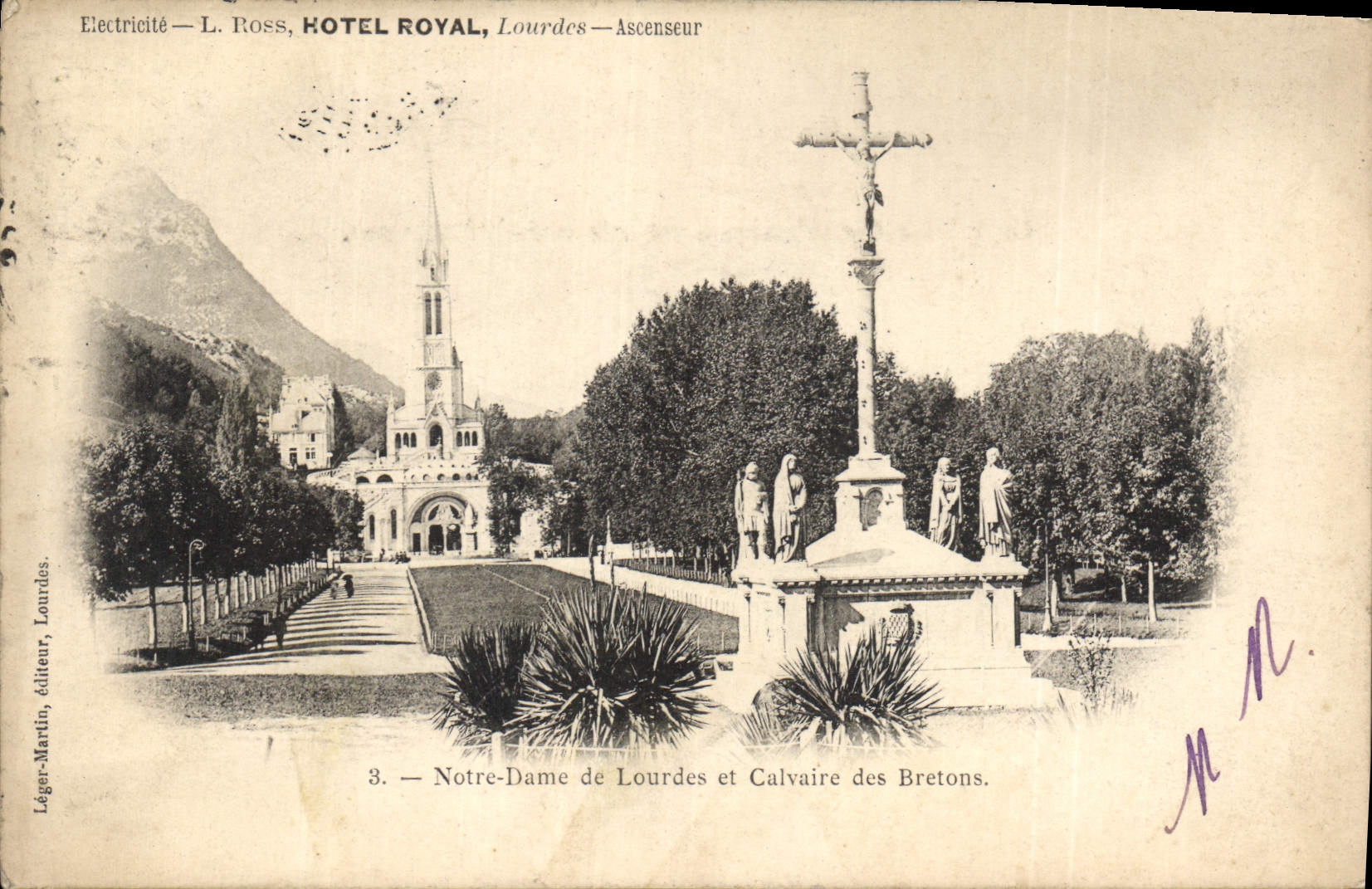 CPA Notre Dame de Lourdes et Calvaire des Bretons 