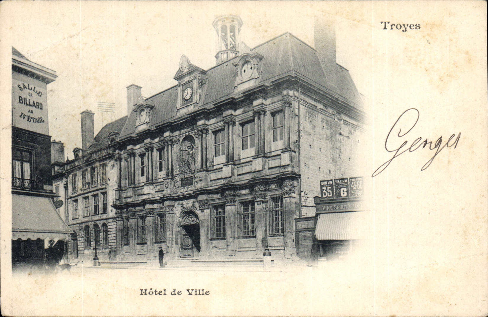 CPA Troyes Hotel de Ville Billard