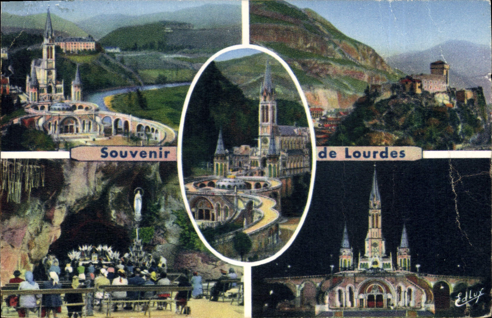 CPA Lourdes la Basilique le Chateau Fort et la grotte Miraculeuse 