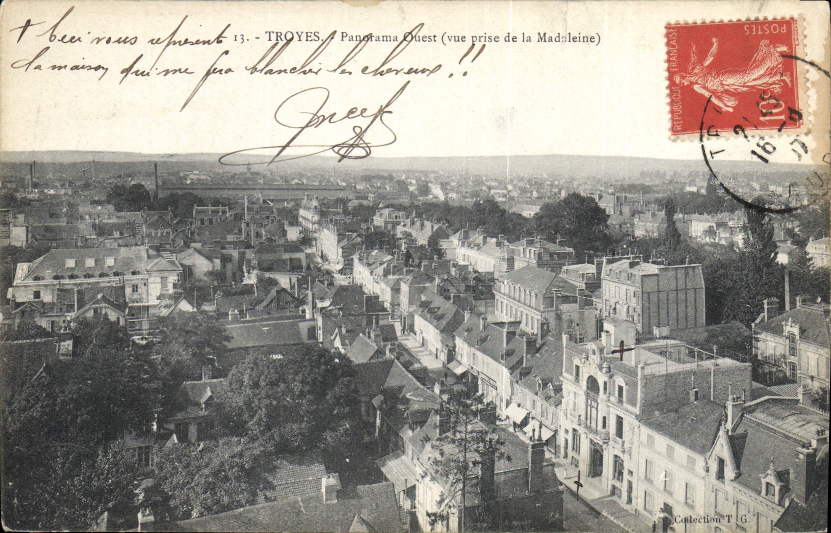 CPA Troyes Panorama Ouest vue prise de la Madeleine 
