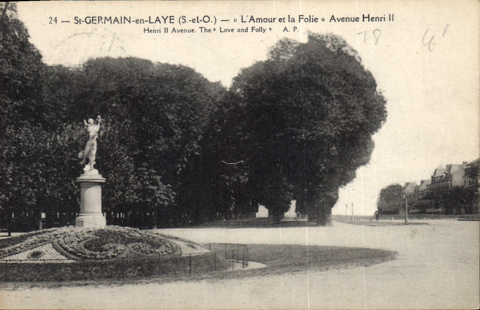 CPA St Germain en Laye S et O l'Amour et la Folie Avenue Henri II 