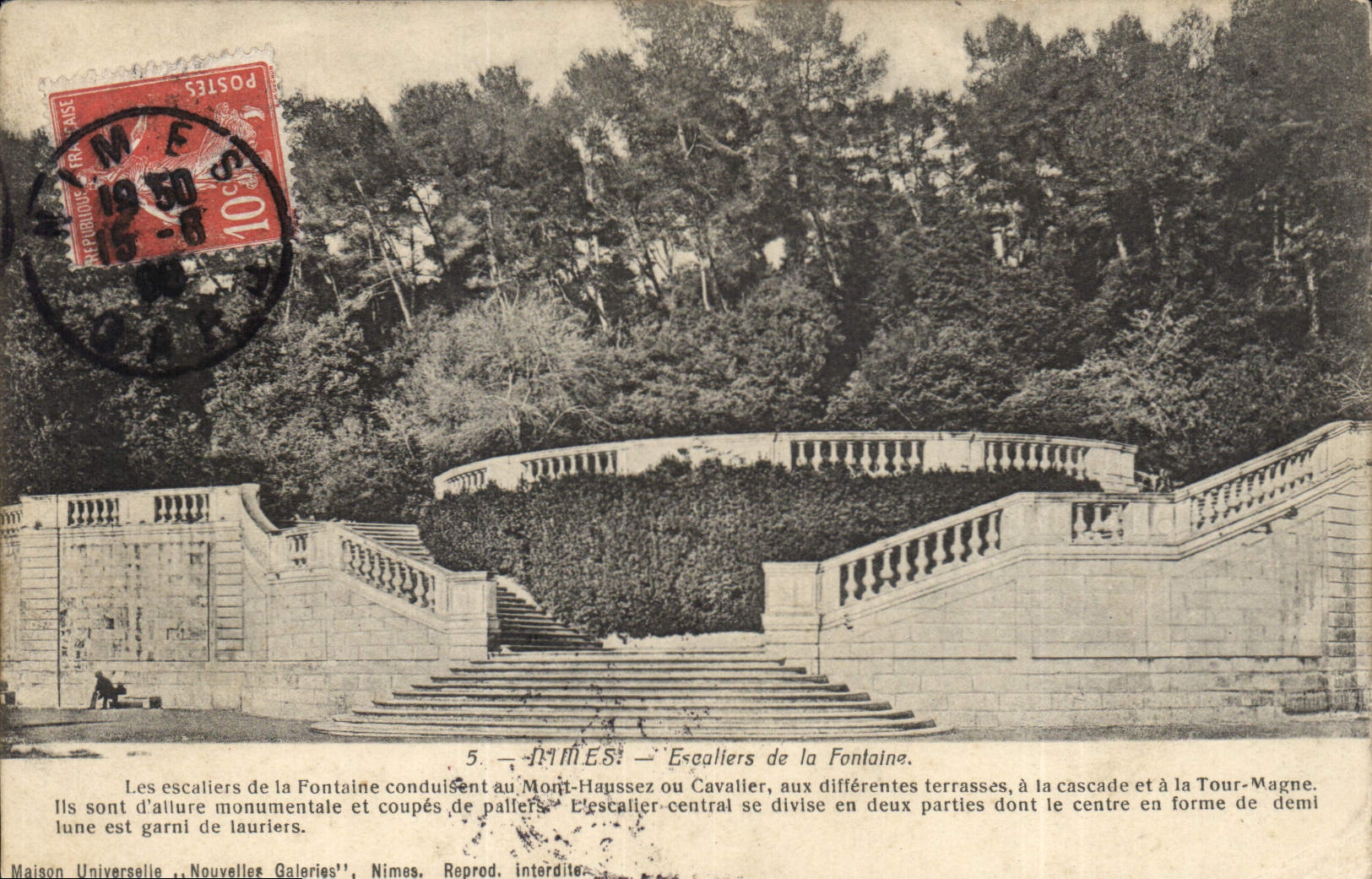CPA Nimes Escaliers de la Fontaine