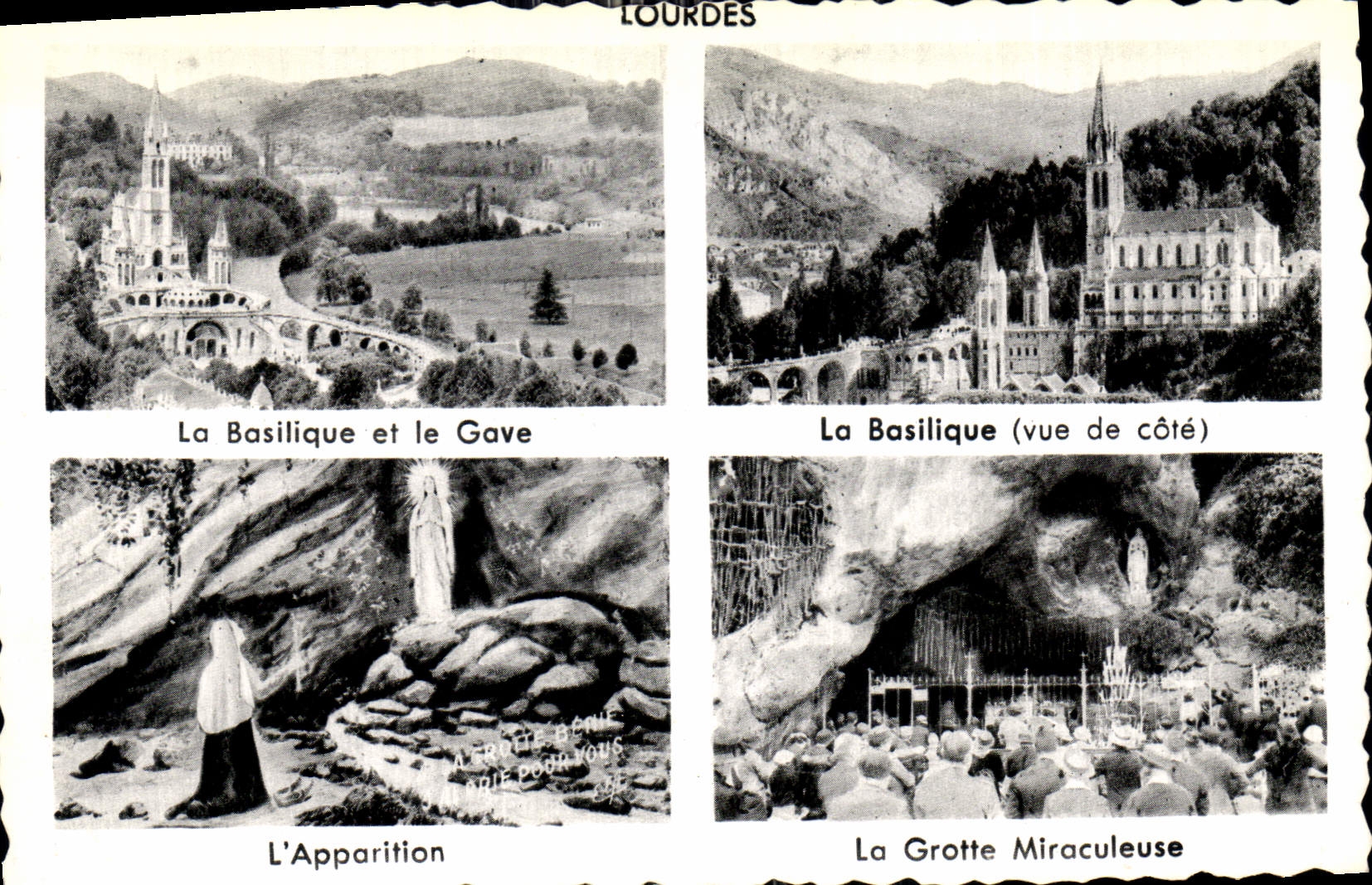 CPA Lourdes La Basilique et le Gave La Basilique vue de cote L'Appariyion La Grotte Miraculeuse 