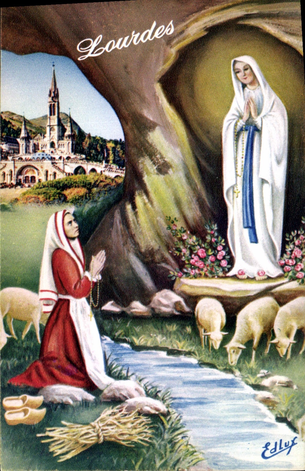 CPA Lourdes L'Apparition 