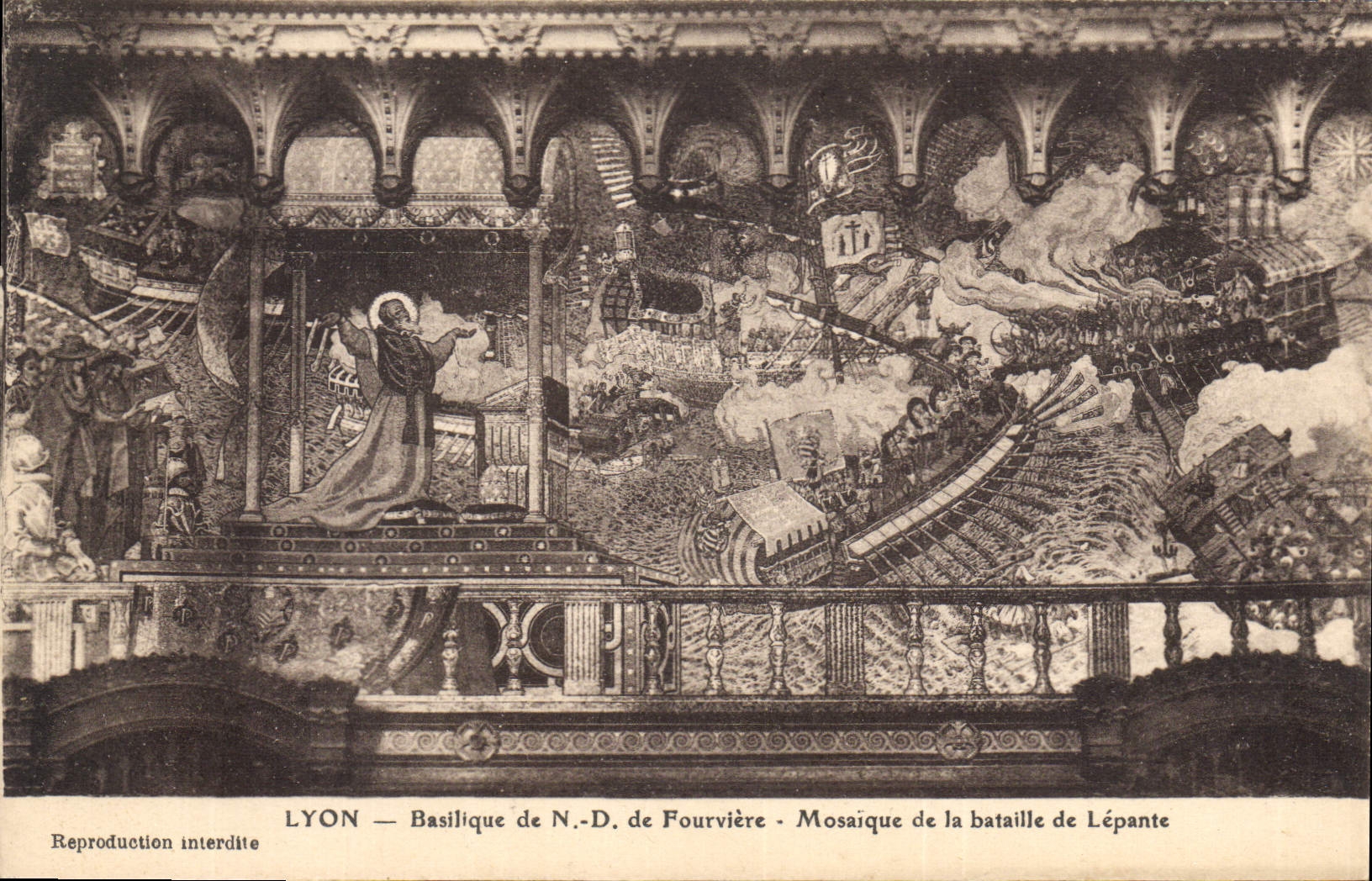 CPA Lyon Basilique de N D de Fourviere Mosaique de la Bataille de Lepante 
