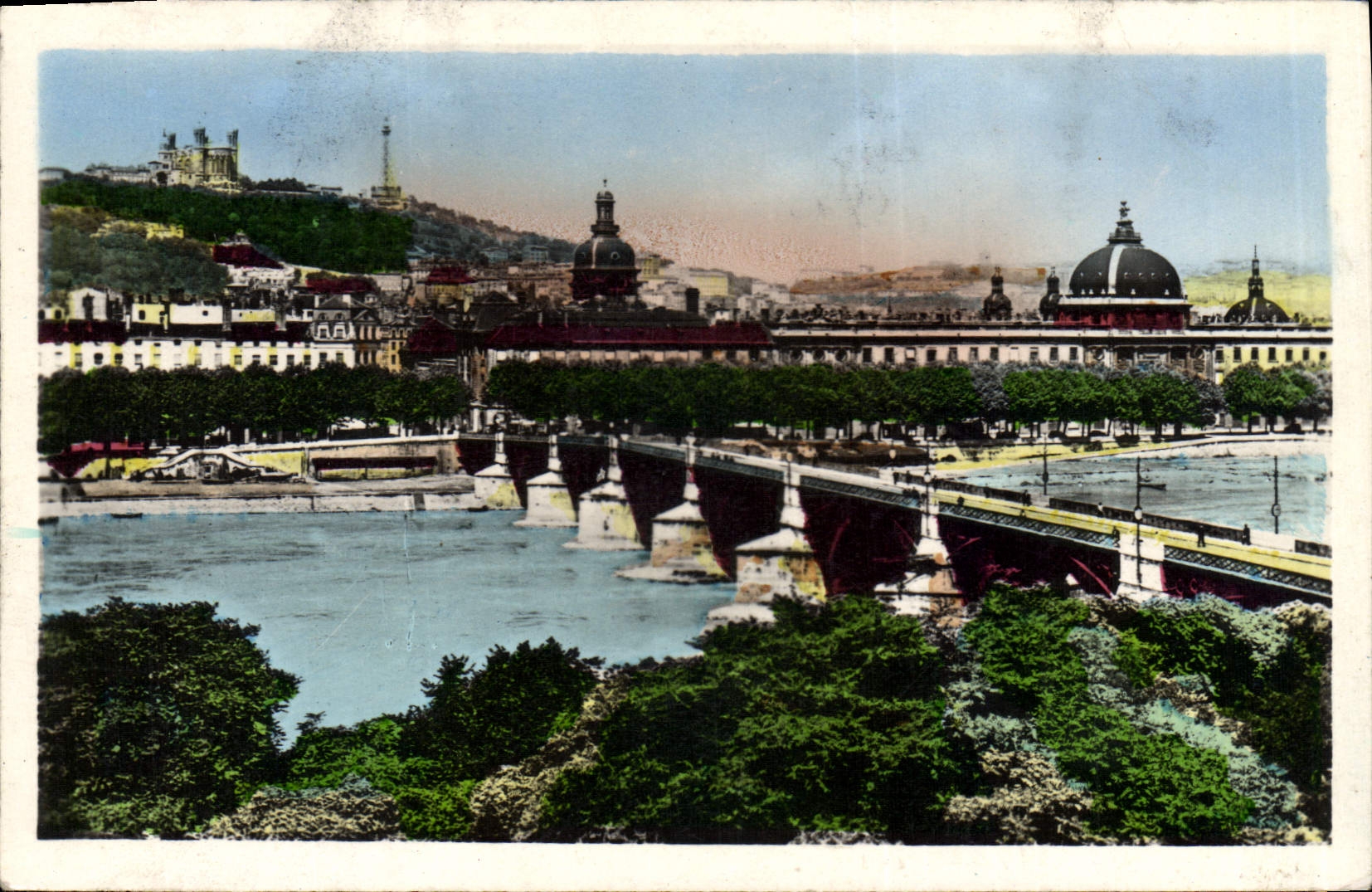 CPA Lyon Pont de la Guillotiere Hotel Dieu Colline de Fourviere 