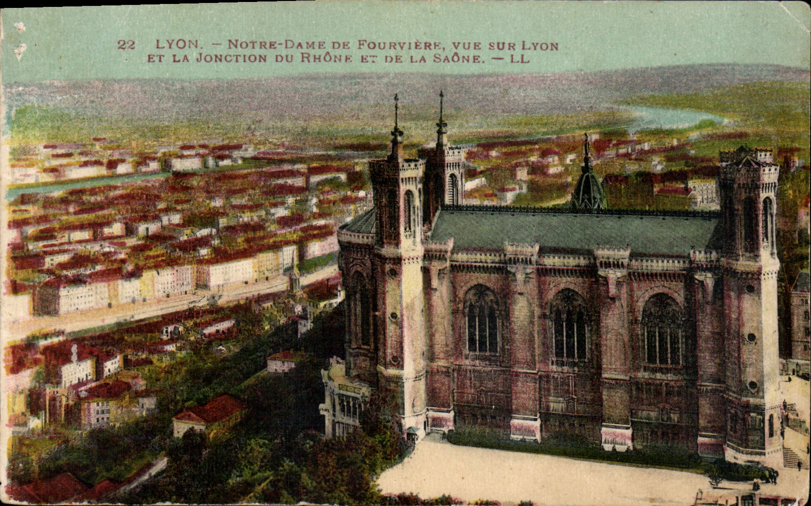 CPA Lyon Notre Dame de Fourviere vue sur Lyon et la Jonction du Rhone et de la Saone 
