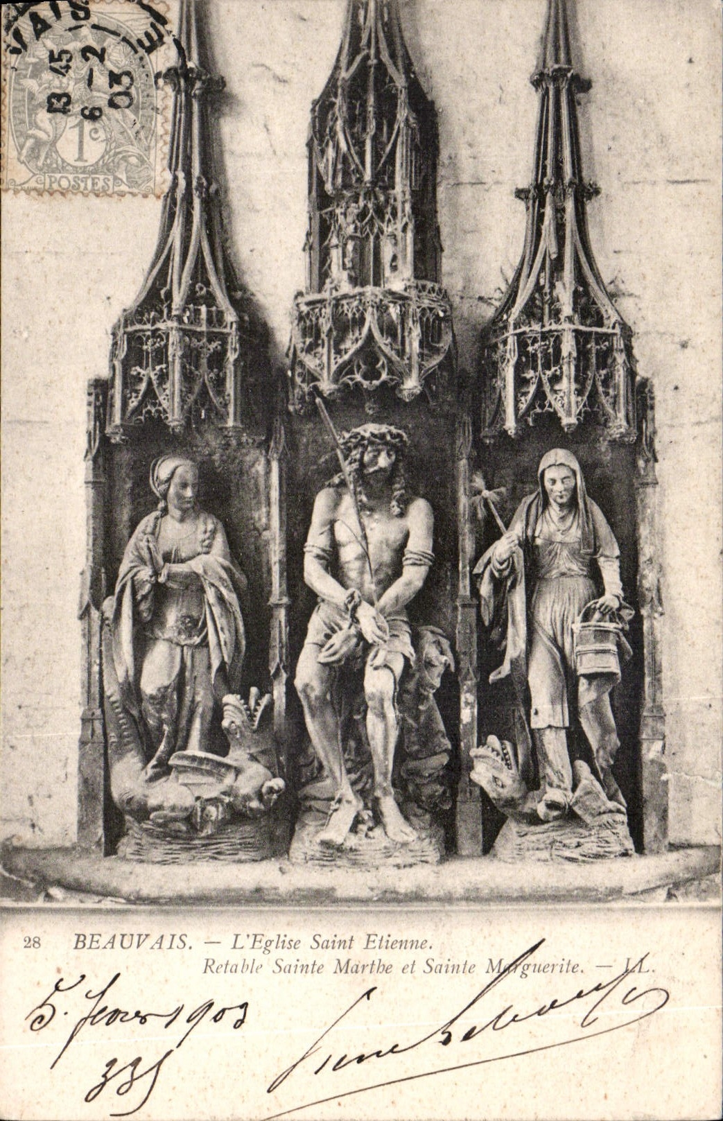 CPA Beauvais L'Eglise Saint Etienne Retable Sainte Marthe et Sainte Marguerite