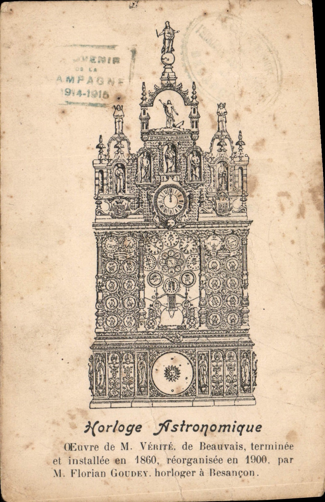 CPA Horloge Astronomique Oeuvre de M Verite
