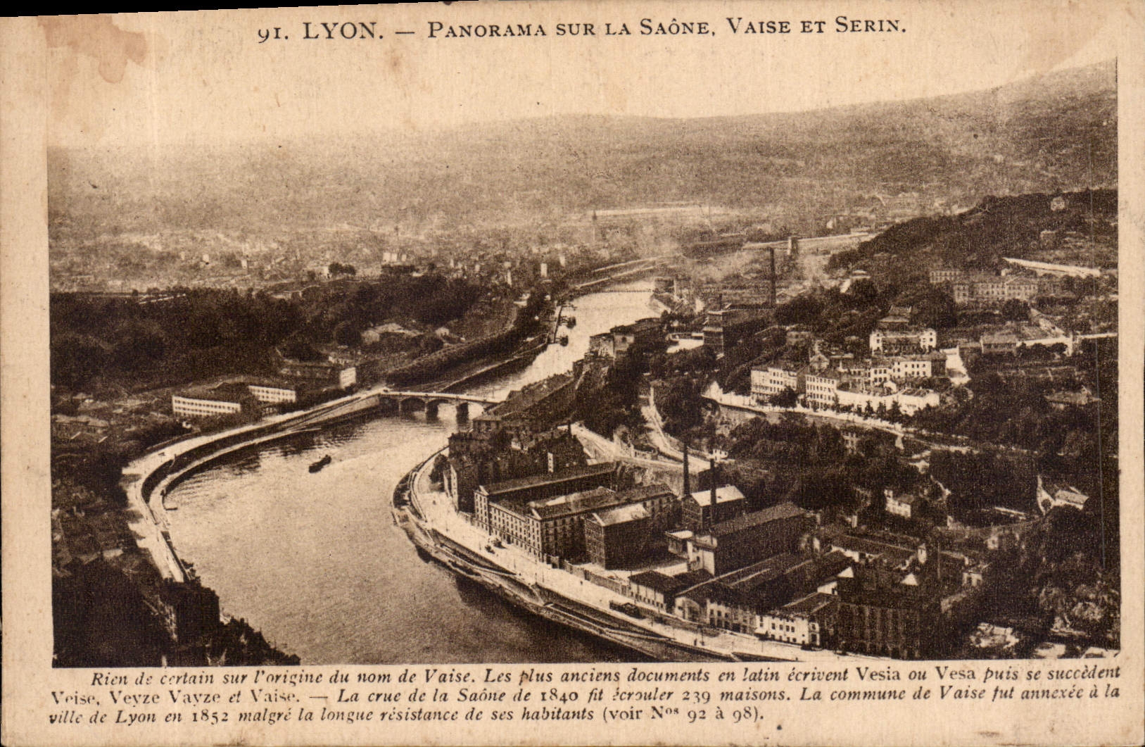 CPA Lyon Panorama sur la Saone Vaise et Serin