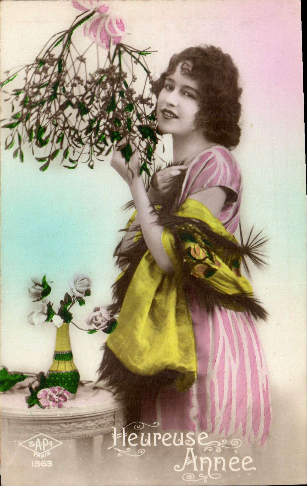 CPA Heureuse Annee Femme